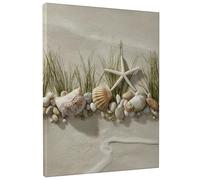 Coastal Shells Canvas Wall Art, Beige White Starfish Beach Decor, Nautical Aesthetic Art for Living Room, Bedroom, Bathroom, Office, Wrapped Canvas 12x16 Inch