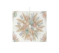 Coastal Shells Dish Drying Mats for Kitchen Counter, Vintage Seafoam Absorbent Dish Drainer Rack Mat, Summer Beach Microfiber Drying Pad 16x18 Inch