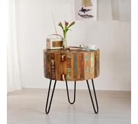Coastal Side Table - Round - with Hairpin Legs - Reclaimed Wood