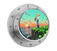 Coastal Singing Kitchen Timer 60 Minute Visual Wind Up Timers Indoor Mechanical Timers with Magnetic Base Stainless Steel Timer for Home Cooking Time Management Tool