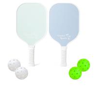 Coastal Sports Pickleball Set | 2 Rackets & 4 Pickleball Balls in Gift Box | Graphite Face & Honeycomb Polymer Core | Sky Blue & Seafoam Green Rags, 2