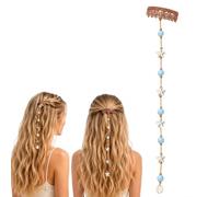 Coastal Starfish Hair Chain for Women: Beachy Hair Accent with Shell Charms and Blue Beads | Hidden Clip-In Boho Jewelry for Summer Vacations, Beach Weddings & Festivals (1pc)