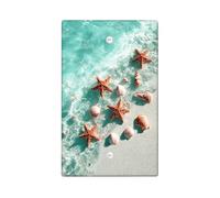 Coastal Starfish Light Switch Cover Plates/Outlet Covers, Aqua Blue Ocean Inspired Decor for Summer, Thermoplastic Wall Plates, Standard Size Blank Cover Plate