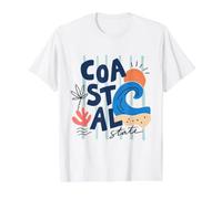 Coastal State Beach Ocean Summer Graphic Value Graphic T-Shirt, Men, White, S