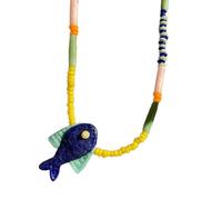 Coastal Styles Fish Charm Clavicle Necklace Vibrant Glass Jewelry Glass Clavicle Chain For Casual Or Formal Outfits Oceanic Fish Jewelry For Women