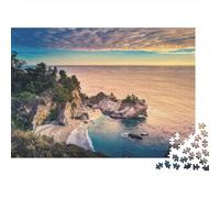 Coastal Sunset View Christmas 1000 Piece Jigsaw Puzzle for Adults McWay Falls Cove Ocean Cliffs Sunset Coastal Landscape Premium Thick Sturdy Vibrant Challenging Gift 38x26cm/1000pcs