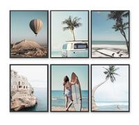 Coastal Surf Photography Photos Art Prints, Windows on the Rocks Wall Art Prints, Cappadocian Hot Air Balloons Landscape Poster, Beach Palm Poster Wall Decor (Landscape Poster, 11"x14" UNFRAMED)