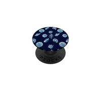 Coastal Themed Navy and White Seashells Pattern PopSockets Adhesive PopGrip