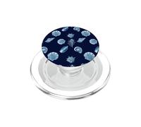Coastal Themed Navy and White Seashells Pattern PopSockets PopGrip for MagSafe