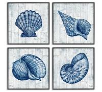 Coastal Timberland Seashells, 12 x 12 Inch Framed Gi Print Set | Stupell Industries · By Paul Brent · Great for dining room or living room · Midnight Black frame · Made in USA