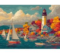 Coastal Town 200 Piece Jigsaw Puzzles For Adults, Fun Challenging & Brainteasing 200 piece Adult jigsaw puzzle, Impossible puzzles, Gift for Men/Women, Finished Size is 35x25cm