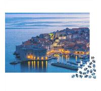 Coastal Town at Dusk 100% Recycled Cardboard Night Harbor Town 1000Pc Jigsaw Adult Jigsaws Classic Educational Games 70x50cm/1000pcs