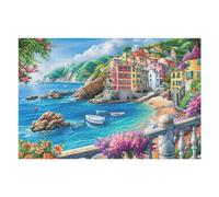 Coastal Town Flower Field 1000 Piece Jigsaw Puzzle for Adults Weekend Hobby Creative Challenge No Duplicate Pieces Ideal Retirement Gift 1000 PCS