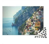 Coastal Town Puzzle for Adults 1000Pc Recyclable Cinque Terre Senior Puzzles Impossible Hard Difficult Challenging Relieve Senile Dementia Activity 52x38cm/1000pcs