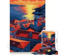Coastal Townscape at Sunset 1000 Piece Jigsaw Puzzles for Adults Stress Free DownTime Game Enjoyable Challenge Nice Art (38x52cm)