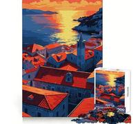 Coastal Townscape at Sunset 1000 Piece Puzzle For Adults Decompress Game Vivid Color Playful Challenge Festive Gift (38x26cm)