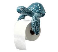 Coastal Turtle Shark Toilet Paper Roll Holder, 3D Printed PLA Wall Mount Tissue Dispenser, Easy Install Adhesive Bathroom Rack for Ocean Nautical Home Decor A