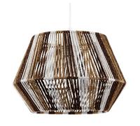 Happy Homewares Coastal Twisted Paper Rope Pendant Shade in Brown Tones and White