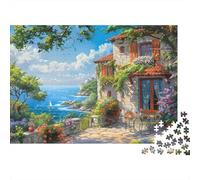 Coastal Villa Garden 100% Recycled Cardboard Coastal Villa View 1000Pc Jigsaw Puzzles Adults Unique Classic Educational Games 70x50cm/1000pcs