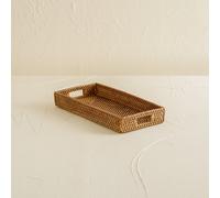 Coastal villa Homeware Mini Rattan Tray - Small Rectangular Rattan Display Tray - Honey Brown