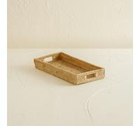 Coastal villa Homeware Mini Rattan Tray - Small Rectangular Rattan Display Tray - Natural