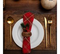 Coastal villa Homeware Rectangular Rattan Placemat - Honey Brown - 20cm x 30cm