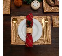 Coastal villa Homeware Rectangular Rattan Placemat - Natural - 20cm x 30cm