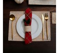 Coastal villa Homeware Rectangular Rattan Placemat - White Wash - 20cm x 30cm