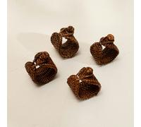 Coastal villa Homeware Shell Coastal Wicker Napkin Rings In 4 Colours - Honey Brown