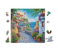Coastal Village 100 Pieces Set Classic Jigsaw Puzzle Couple Puzzle Partners Mind Relaxation Wall Decor Easter New Year Recycled Cardboard 28x28cm
