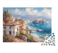 Coastal Village Scene Jigsaw Puzzles 1000 Pieces with Clean Edges Jigsaws for Adults for Quiet Time Activities And Date Night Ideas 70x50cm/1000pcs