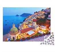 Coastal Villages At Dusk 1000Pc Adult Jigsaws: Amalfi Coast Night View for Adults Challenging & Brainteasing Puzzle Games 38x26cm/1000pcs