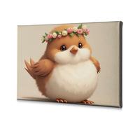 Coastal Wall Art A Cute, Fluffy Bird With A Flower Crown. Canvas Decorative Picture Picture Hanging Kit The Chosen(30x40cm)