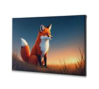 Coastal Wall Art A Fox Sitting In A Field At Sunset. Canvas Decorative Picture Picture Hanging Kit The Chosen(20x30cm)