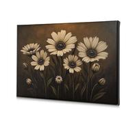 Coastal Wall Art A Painting Of White Flowers With Dark Centers. Canvas Decorative Picture Picture Hanging Kit The Chosen(40x60cm)