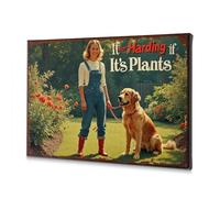 Coastal Wall Art Woman In Overalls With Dog In Garden. Canvas Decorative Picture Picture Hanging Kit The Chosen(30x40cm)