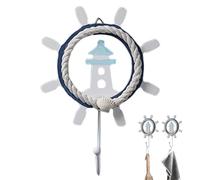 Coastal Wall Hooks - Mediterranean Nautical Theme Hanger, Heavy-Duty Metal Build, Inspired Rustic Finish, Decorative Mount | Hook Rack for Towels, Coats, Hats, Bags, Scarves, Kitchen, Entryway