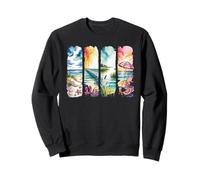Coastal Watercolor Summer Beach Landscape Art Sweatshirt