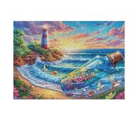 Coastal Waves 300 Piece Jigsaw Puzzle for Adults Coast Lighthouse Wave Jigsaw Home Studio Decor Stress Relief Challenge Perfect Holiday Present Relaxation Tool 300 PCS