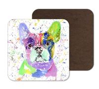 Coaster French Bulldog Frenchie Dog Pet Animals Coasters Watercolour Art Gift Work Office Dining Tea coffee (1)
