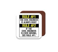 Coaster/Gift for Civil Engineers - Rule #1 The Civil Engineer is Always Right. Rule #2 If The Civil Engineer is Ever Wrong See Rule #1 - Giftset - Made by MUGGZ in The UK