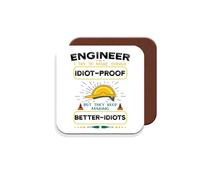 Coaster Gift for Engineer - I Try to Make Things Idiot Proof - Giftset - Made by MUGGZ in The UK