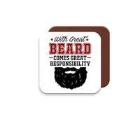 Coaster Gift for Man with Beard - with Great Beard Comes Great Responsibility - Giftset - Made by MUGGZ in The UK