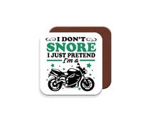 Coaster Gift for Motorbike/Bikers - I Don't Snore I Just Pretend I'm A (Motorbike) - Giftset - Made by MUGGZ in The UK