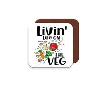 Coaster/Gift for Vegans/Vegetarians Livin' Life On The Veg - Giftset - Made by MUGGZ in The UK