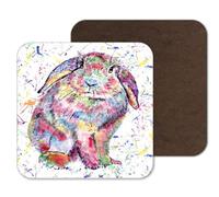 Coaster Lop Rabbit Bunny Eared Wildlife Animals Coasters Watercolour Art Gift Work Office Dining Tea coffee (1)