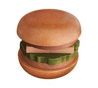 Coaster Set - Fun Hamburger Coasters Set Of 6 | Wooden Drink Coaster | Cute Table Decorations Absorbent Cup Coasters | Magnetic Center Absorbent Home Storage For Table Kitchen