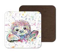 Coaster Sloth animal Coasters Watercolour Art Gift Work Office Dining Tea coffee (1)