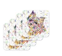 Coaster Yorkshire Terrier Yorkie Dog Pet animal Coasters Watercolour Art Gift Work Office Dining Tea coffee (4)