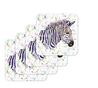 Coaster Zebra Wildlife animal Coasters Watercolour Art Gift Work Office Dining Tea coffee (4)